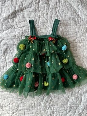knee length dresses for ladies NWT Mini Boden Christmas Tree Tulle Dress – Mini World Explorers main image 0